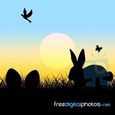 Easter Eggs Indicates Blank Space And Copy Stock Image