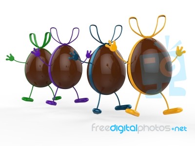 Easter Eggs Means Gift Ribbon And Confectionery Stock Image