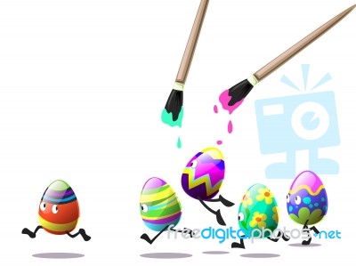 Easter Eggs Run Stock Image