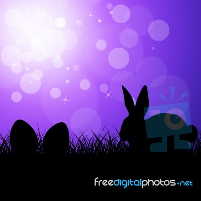 Easter Eggs Shows Bunny Rabbit And Copy-space Stock Image