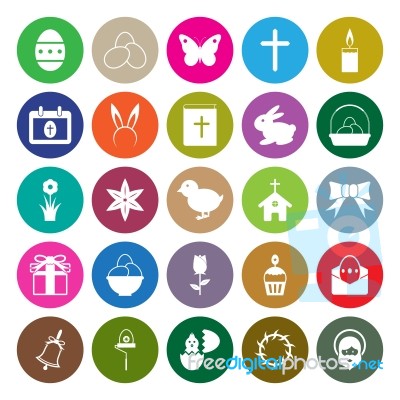 Easter Icons Set Circle  Illustration Stock Image