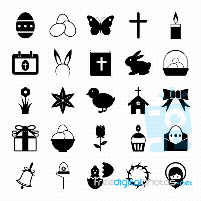 Easter Icons Set  Illustration Stock Image