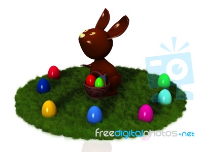 Easter Rabbit And Eggs Stock Image