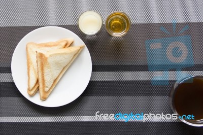 Easy Breakfast With Black Coffee Stock Photo