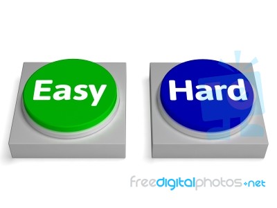 Easy Hard Buttons Shows Easiest Or Hardest Stock Image