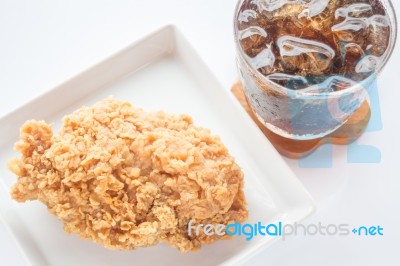 Easy Meal Set Of Chicken Fried And Cola Stock Photo