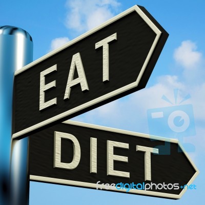 Eat Or Diet Direction Board Stock Image