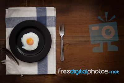 Eating Fried Eggs Flat Lay Still Life Rustic With Food Stylish Stock Photo