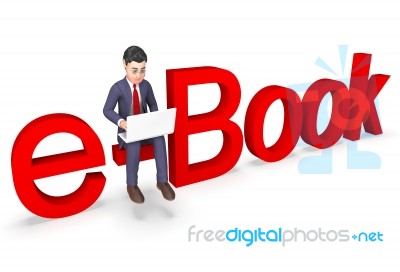 Ebook Character Means Books Non-fiction And Learn 3d Rendering Stock Image