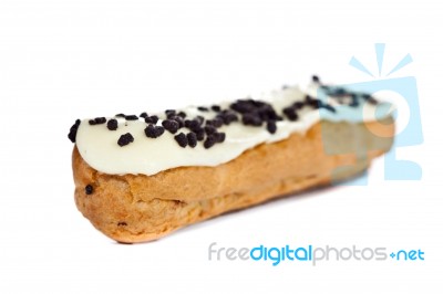 Eclair On White Background Stock Photo