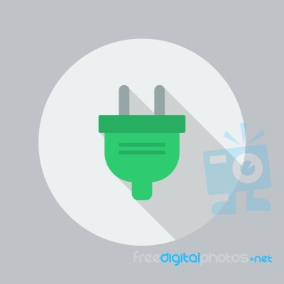 Eco Flat Icon. Electric Plug Stock Image