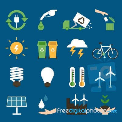 Eco Flat Icons Stock Image