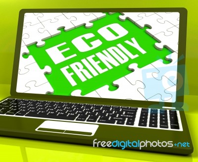 Eco Friendly Laptop Shows Green And Environmentally Efficient Stock Image