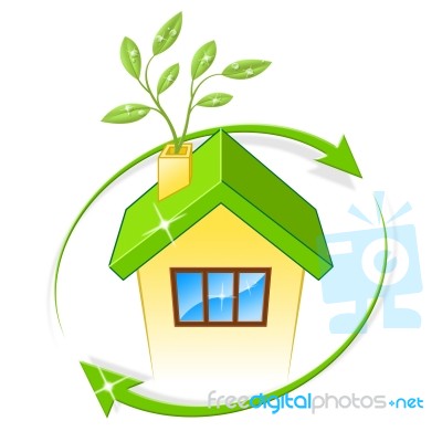 Eco House Indicates Earth Friendly And Building Stock Image