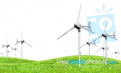 Eco Power, Wind Turbines Generating Electricity Stock Photo