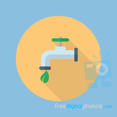 Eco Water Tap Flat Icon Stock Image