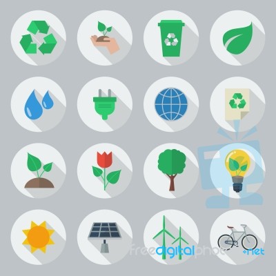 Ecology Flat Icons Set Stock Image