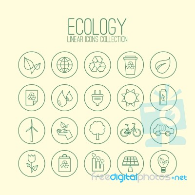 Ecology Linear Icons Stock Image