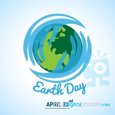 Ecology World With Celabated Earth Day Text Stock Image