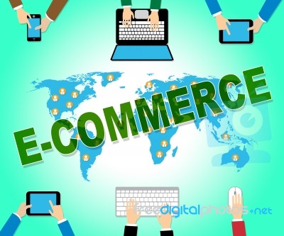 Ecommerce Online Represents Web Site And Commercial Stock Image