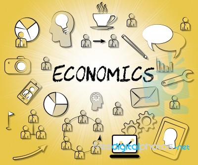 Economics Icons Shows Sign Fiscal And Economizing Stock Image