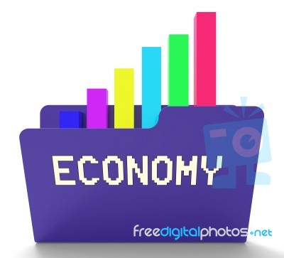 Economy File Shows Macro Economics 3d Rendering Stock Image