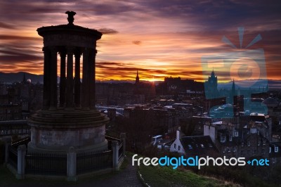 Edinburgh City At Sunset Stock Photo