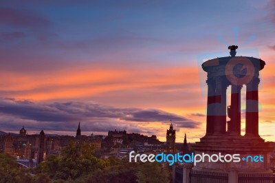 Edinburgh City At Sunset Stock Photo