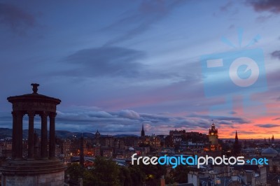 Edinburgh City At Sunset Stock Photo