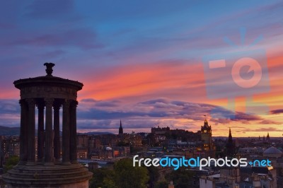 Edinburgh City At Sunset Stock Photo