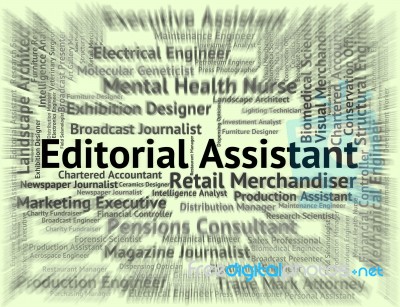 Editorial Assistant Indicating Employee Job And Word Stock Image