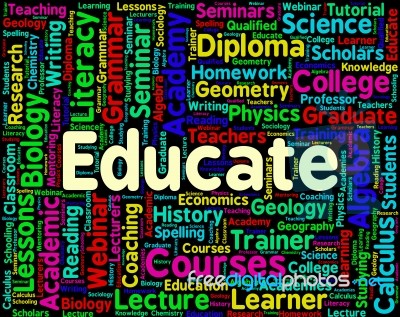 Educate Word Meaning Studying Develop And Learning Stock Image