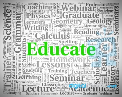 Educate Word Shows Develop Studying And University Stock Image