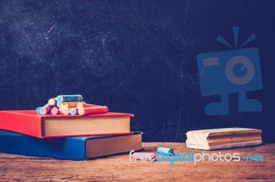 Education Background Concept With Old Books Stock Photo