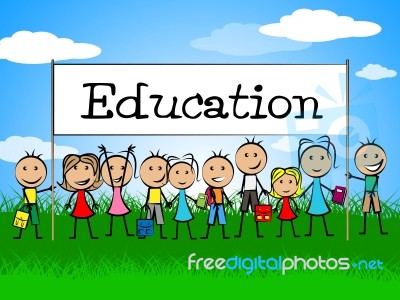 Education Banner Indicates Toddlers Kid And Learning Stock Image