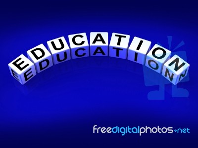 Education Blocks Represent Training And Learning To Educate Stock Image