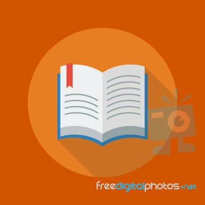 Education Flat Icon. Book Stock Image