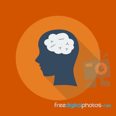 Education Flat Icon. Brain Stock Image