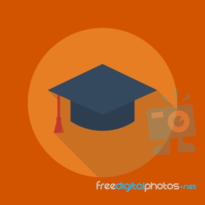 Education Flat Icon. Graduation Cap Stock Image