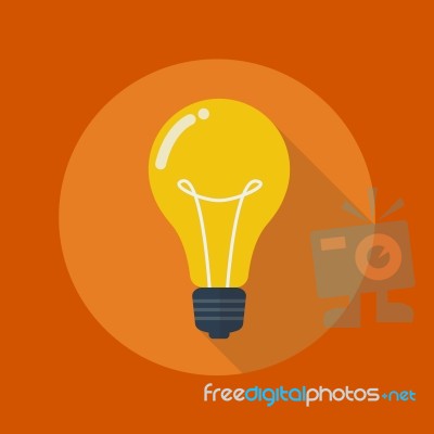 Education Flat Icon. Light Bulb Stock Image