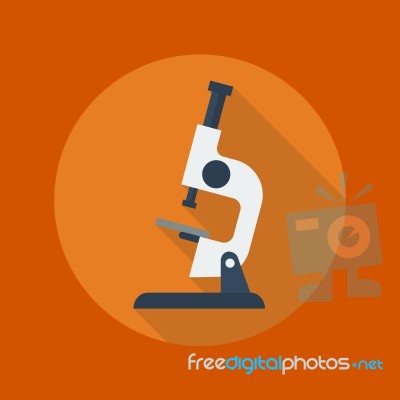 Education Flat Icon. Microscope Stock Image