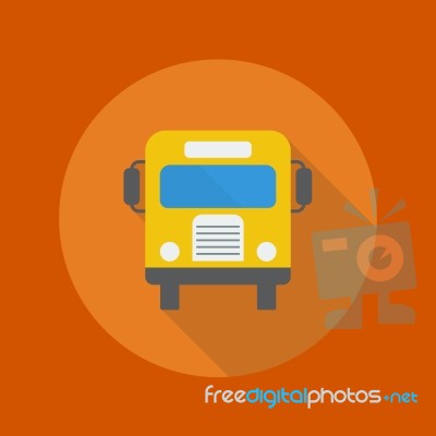 Education Flat Icon. School Bus Stock Image