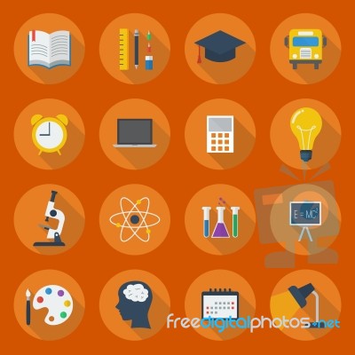 Education Flat Icon Set Stock Image