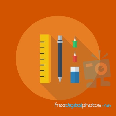 Education Flat Icon. Stationary Stock Image