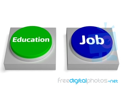 Education Job Buttons Shows Learning Or Earnng Stock Image