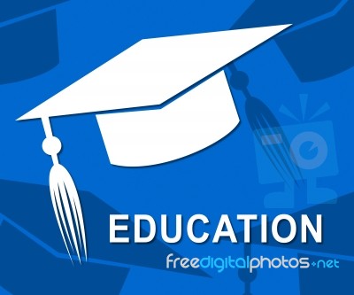 Education Mortarboard Means Graduate Learning And Studying Stock Image