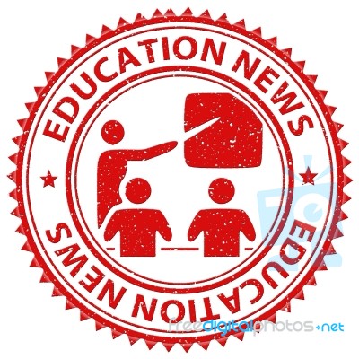 Education News Represents Social Media And Educate Stock Image