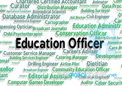 Education Officer Indicates Hire Employee And Job Stock Image