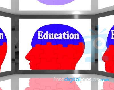 Education On Brain On Screen Shows Human Learning Stock Image