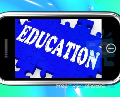 Education On Smartphone Showing University Studies Stock Image